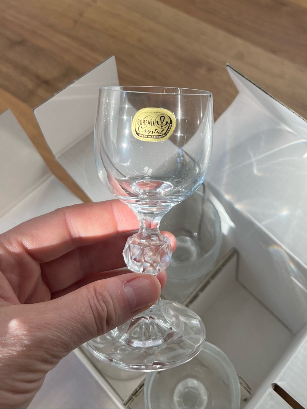Bohemia Crystal “Claudia” Liqueur Glasses 50 mL - Set of 4. Czechoslovakia.